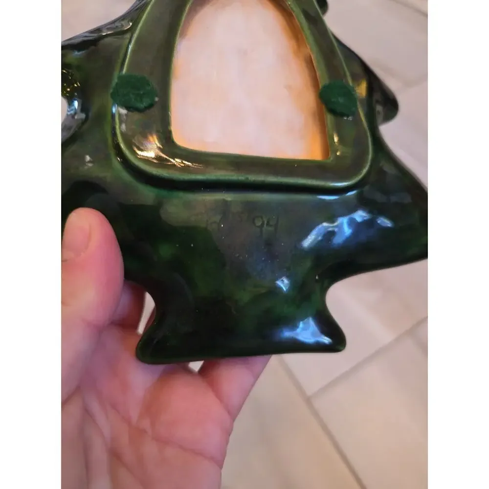 Vintage Lefton Green Holly Christmas Tree Candy Dish , Holly Berries‎ 1971/72